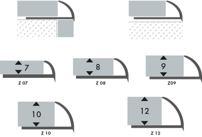 External PVC tile profile 9mm Cezar Light Grey Matte 2.50m