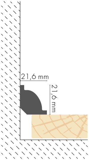 LPC-01 skirting board 21.6x21.6mm Cezar White Matt 2.44m