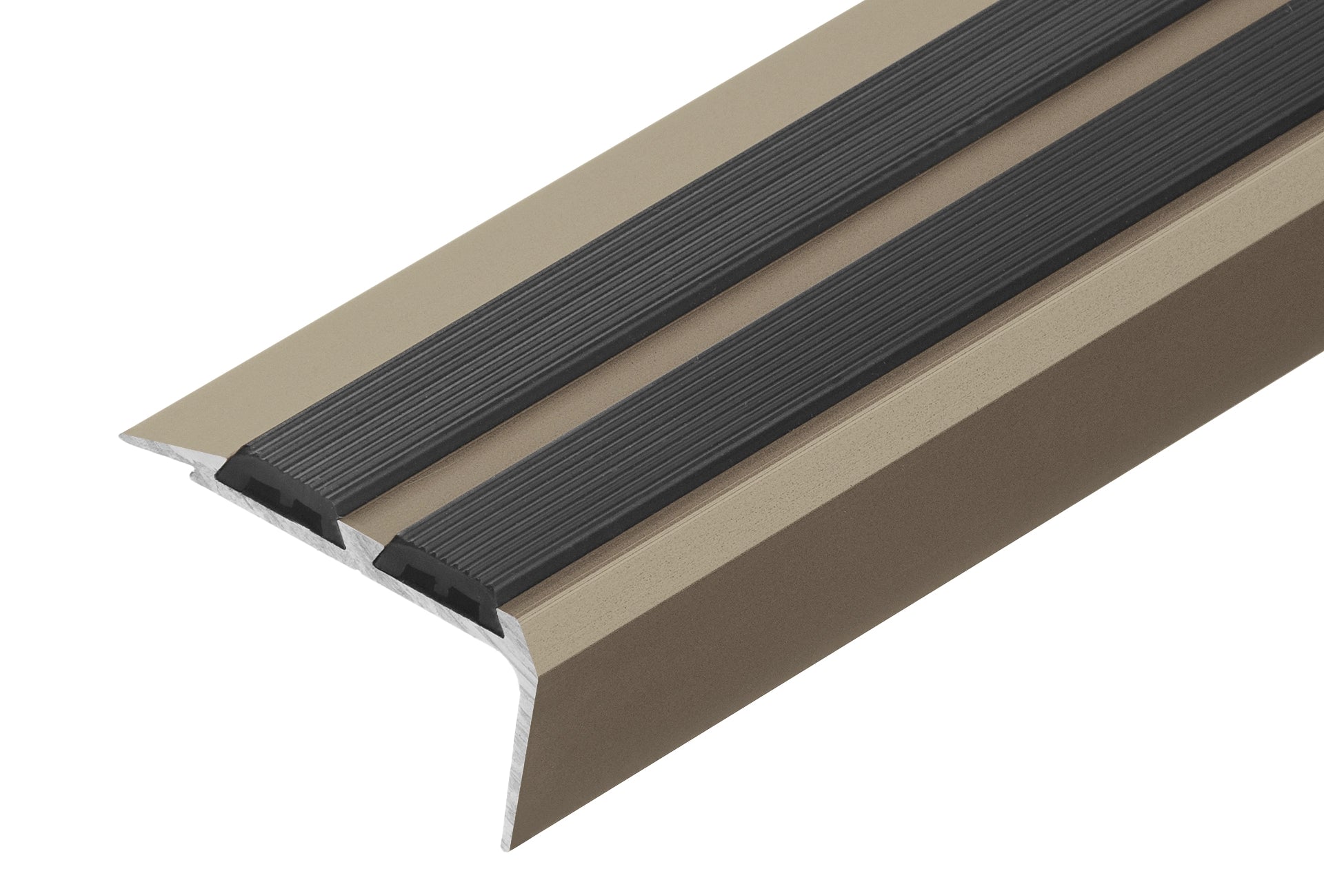 Profil schodowy aluminiowy szeroki 35x19,5mm nakładką wąską Cezar Szampan Mat 1m