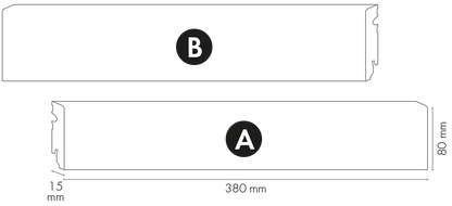 MDF strip 80x14.5mm R3 Corner 1set=18pcs L=0.38m Black RAL9005 semi-matt varnish