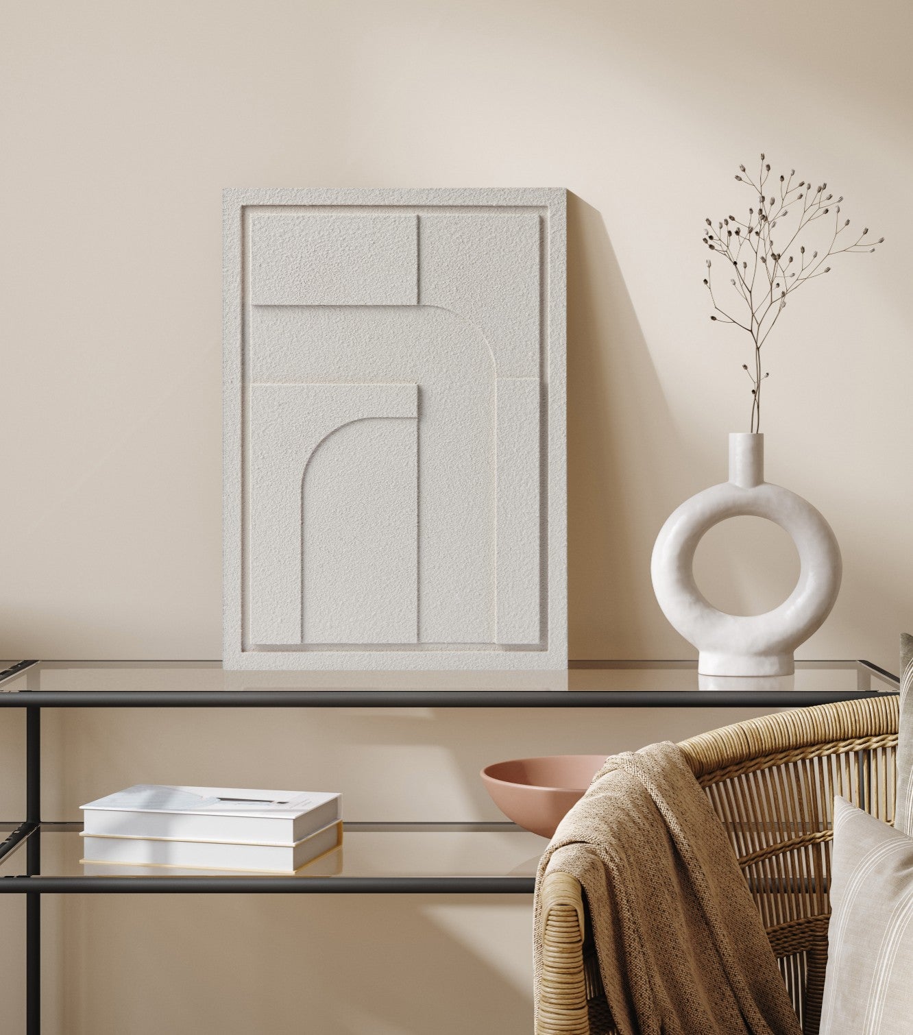 Wall Decor 500x700x18mm GEOMETRIC 1 with mounting [MMx4] MURSO Smokey Grey (SG) [G] colored clay