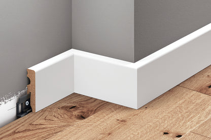 Square MDF skirting board 58x14.5mm Cezar White RAL9003 semi-matt varnish 2.20m