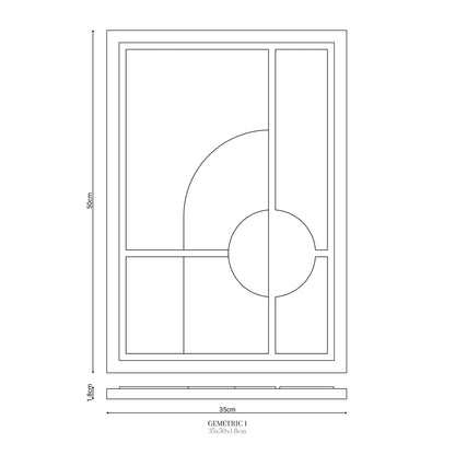 Wall Decor 500x700x18mm GEOMETRIC 1 with mounting [MMx4] MURSO Milky Grey (MG) [G] colored clay