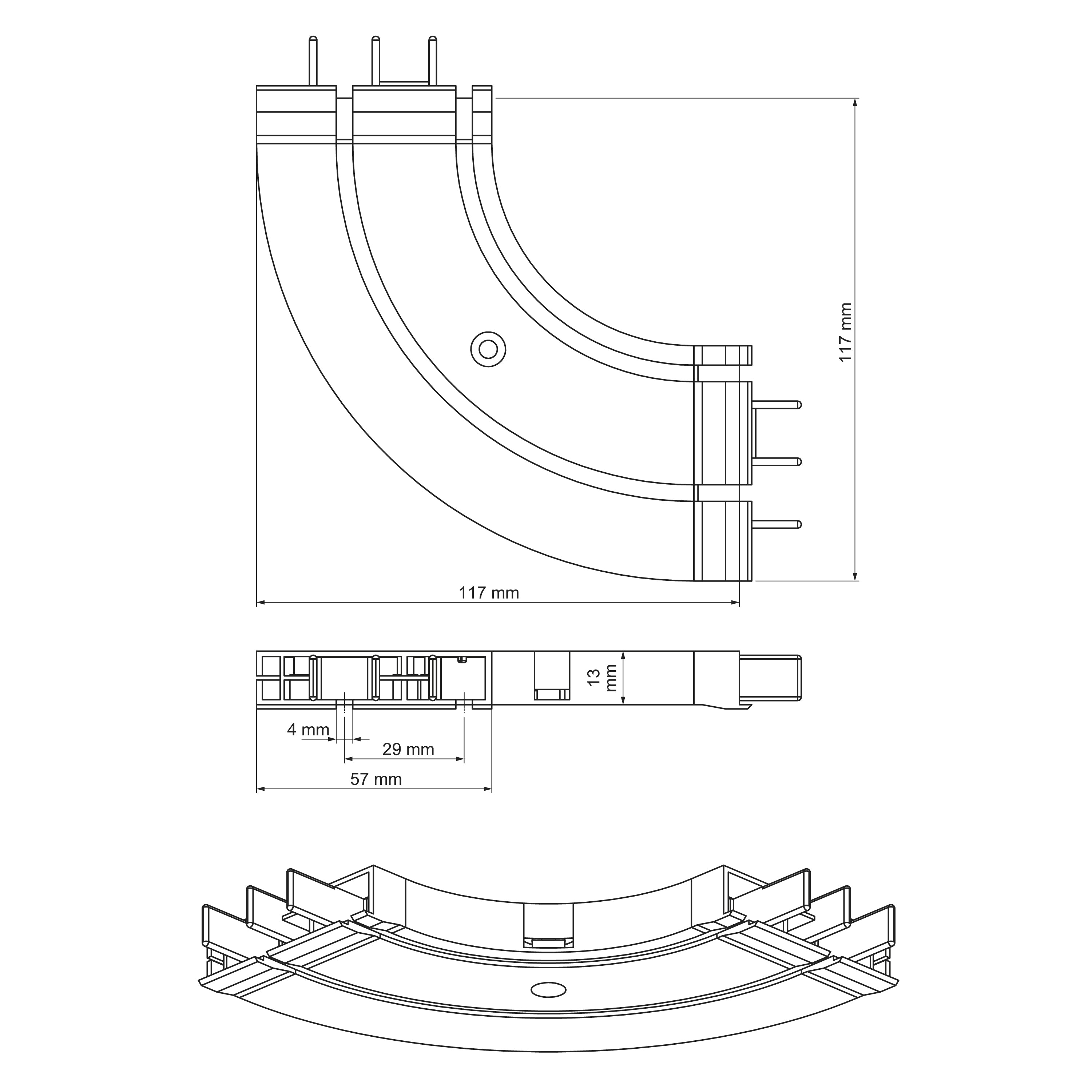 Łuk zewnętrzny PVC do szyny SMART 200x200mm Cezar Biały mat