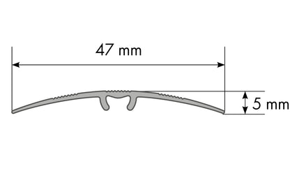 Aluminum threshold profile with groove 47mm 5in1 Cezar Silver Matt 1.86m