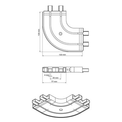 PVC external bend for PROLINE2 Cezar rail, Black, RAL9005