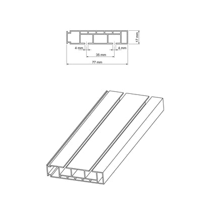 Szyna sufitowa PVC podwójna + akcesoria PROLINE2 Cezar Czarny RAL9005 1,50m