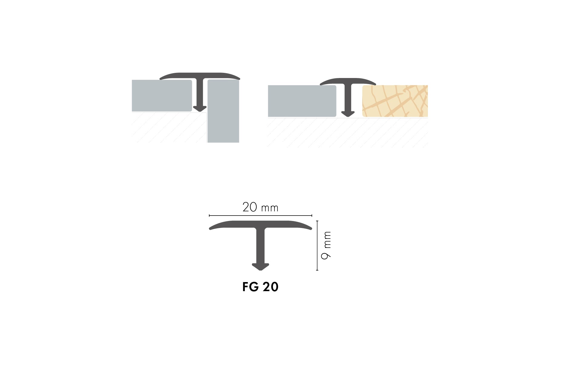 Profil fugowy gładki aluminiowy 20mm Cezar Srebrny Mat 2,50m