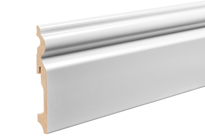 Декоративный плинтус из МДФ 115x14,5 мм, цвет Cezar White, полуматовый лак RAL9003, длина 2,20 м.