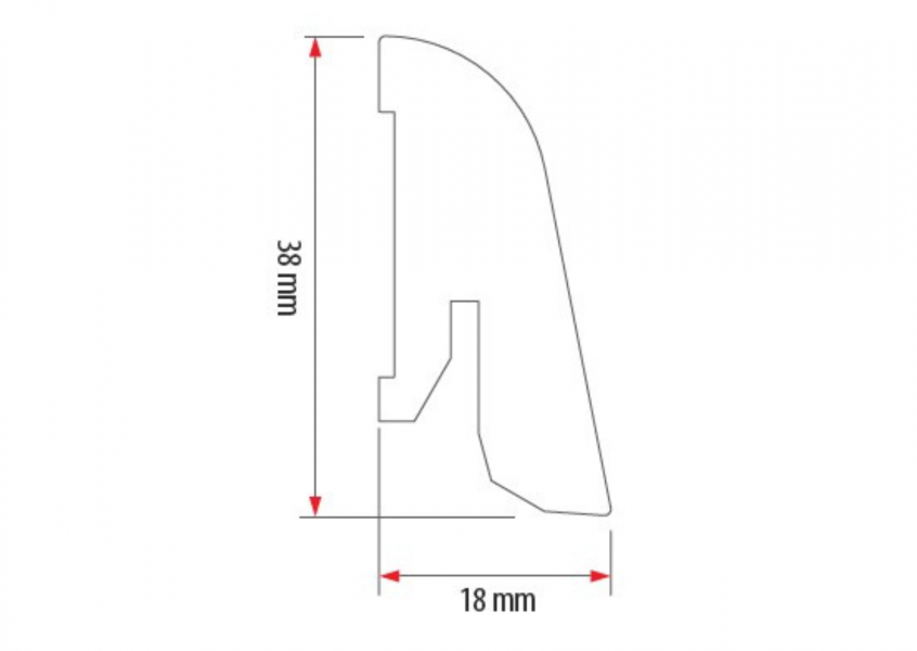 Wooden skirting board 38mm L= 2.50m Beech Clear