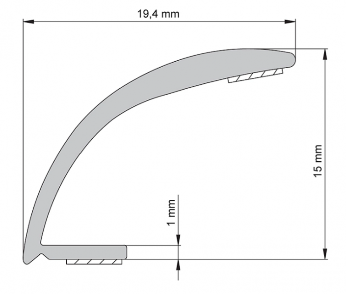 PVC tile profile, bathtub edge strip, L=2.50m, White Porcelain