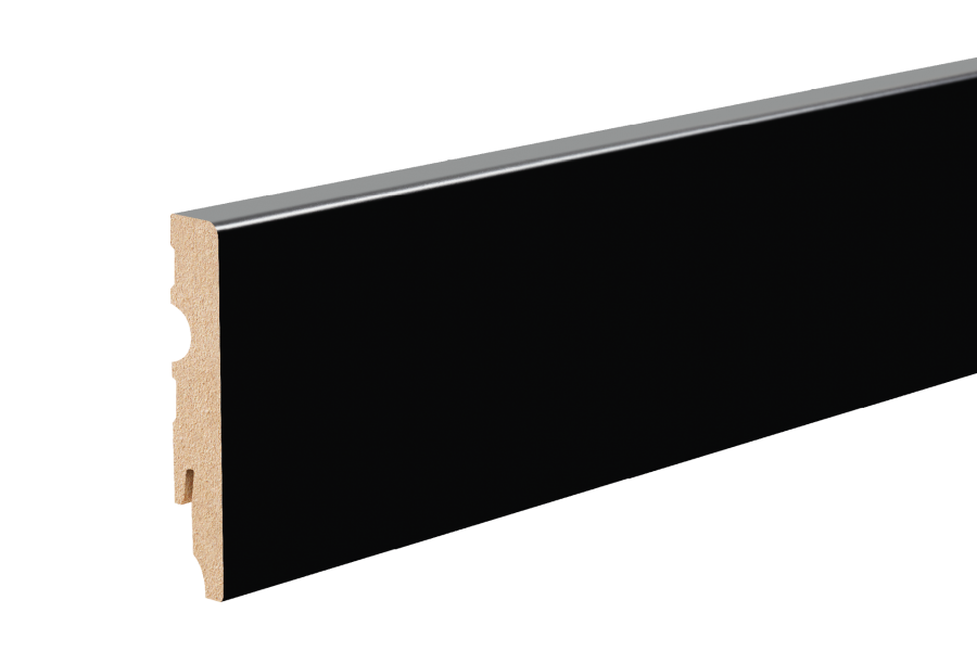 Listwa MDF przypodłogowa 80x14,5mm kwadrat R3 L= 2,20m lakier półmat Czarny RAL 9005 