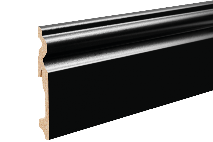 Listwa MDF przypodłogowa 115x14,5mm dekor 2 L= 2,20m lakier półmat Czarny RAL 9005 