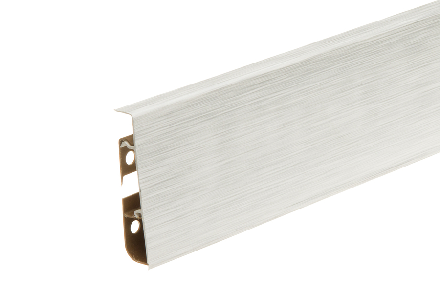 Listwa przypodłogowa Hi-Line Prestige PVC mat 75mm 2,5m Aluminium Szczotkowane Białe 