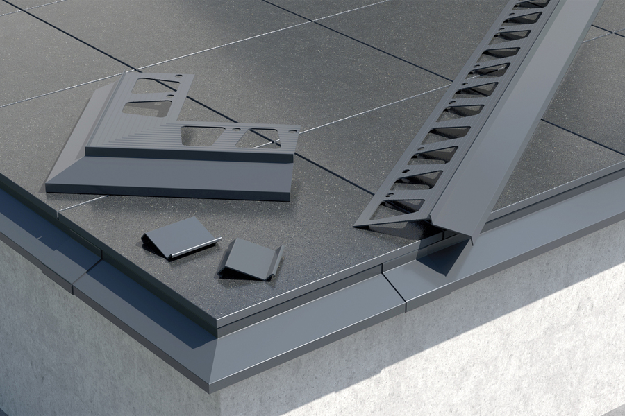 AL linking element for balcony eaves profile 32,2x101,8mm [1 set=2pcs] Cezar L=0,05m Grey 7037 