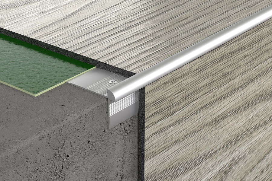 Profil schodowy krawędziowy do paneli LVT aluminium anoda 3mm 2,7m Srebrny 