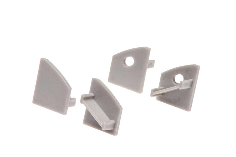 PVC End stops? SET 14x16,5mm for Aluminum  LED Angle profiles 30 Cezar, Aluminum Gray Light Mat 
