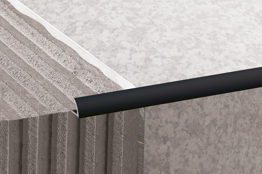 Profil krawędziowy owalny aluminium malowane 10mm 2,5m Czarny mat 