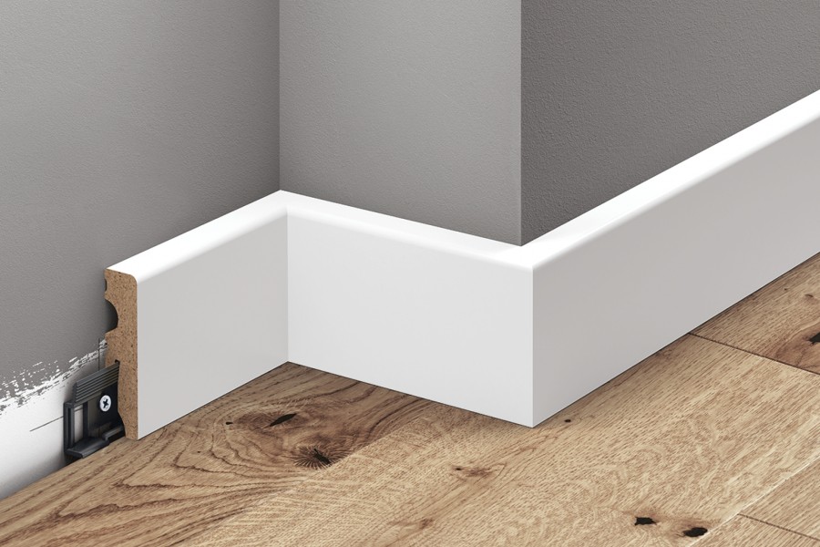 Listwa MDF przypodłogowa 58x14,5mm kwadrat R3 L= 2,20m lakier półmat Biały RAL 9003 