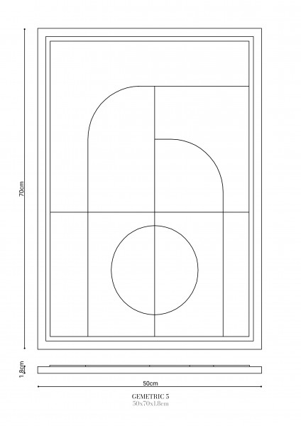 Wall Decor 500x700x18mm GEOMETRIC 5 z mocowaniem Milky Grey glinka barwiona 