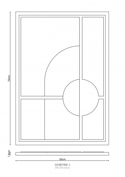 Wall Decor 500x700x18mm GEOMETRIC 1 z mocowaniem Natural Cream glinka barwiona 